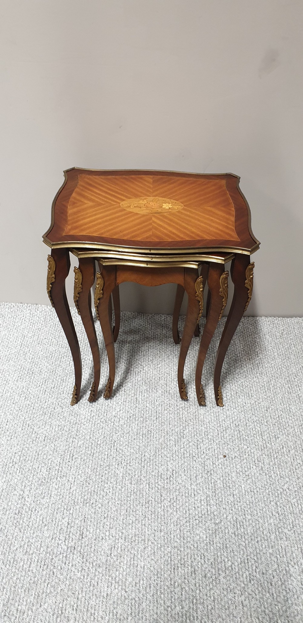 French Marquetry Nest of Three Tables View VI