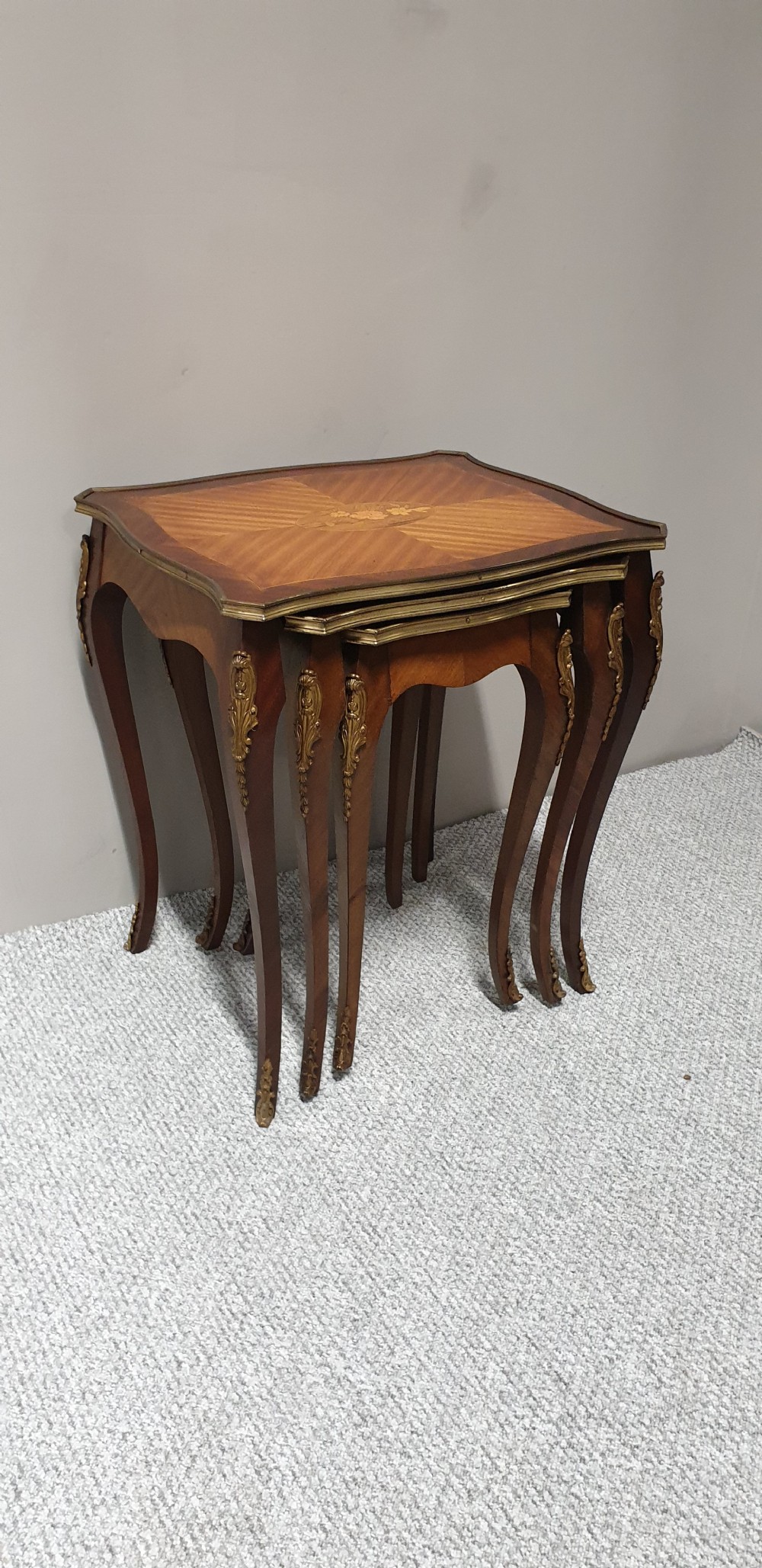 French Marquetry Nest of Three Tables View VII