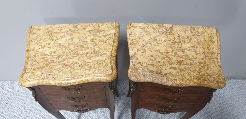 Pair French Marquetry Beside Chests of Drawers  View VI