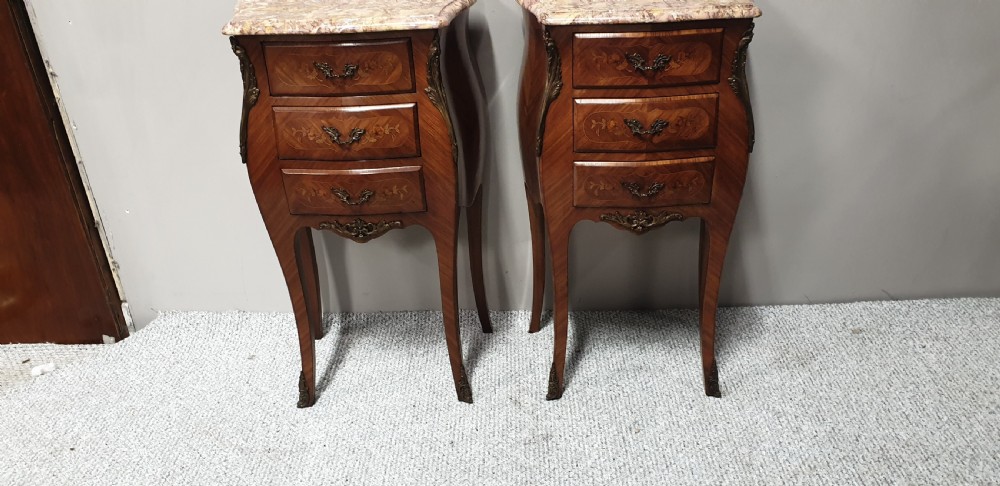 Pair French Bedside Cabinets  View II
