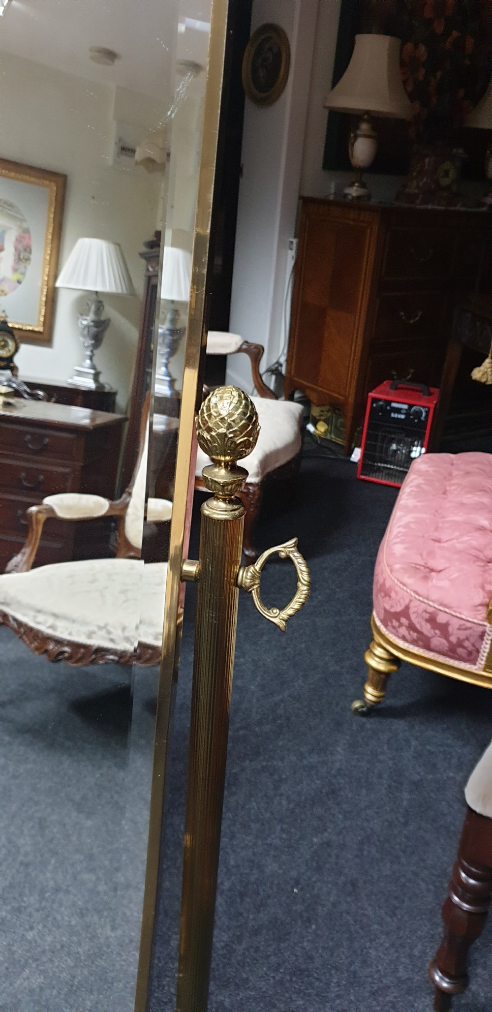 Good Brass Cheval Mirror  View II