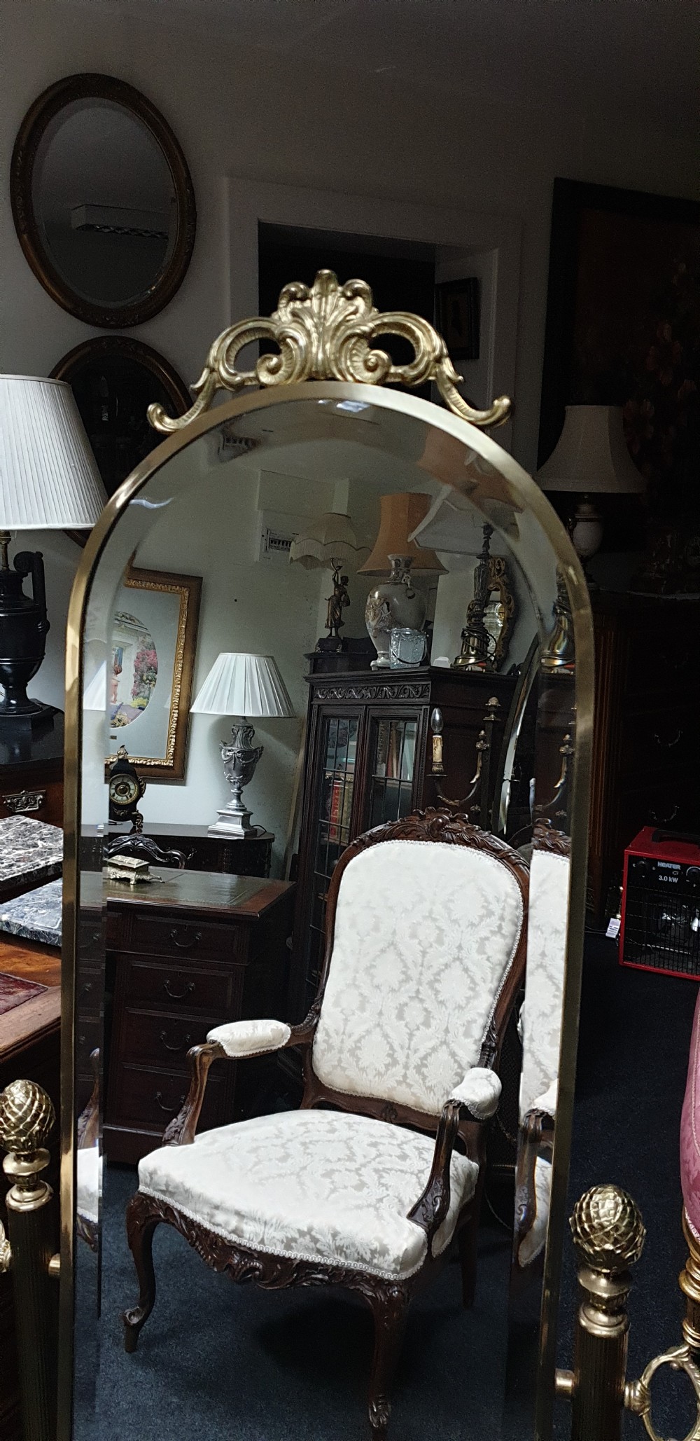 Good Brass Cheval Mirror  View III