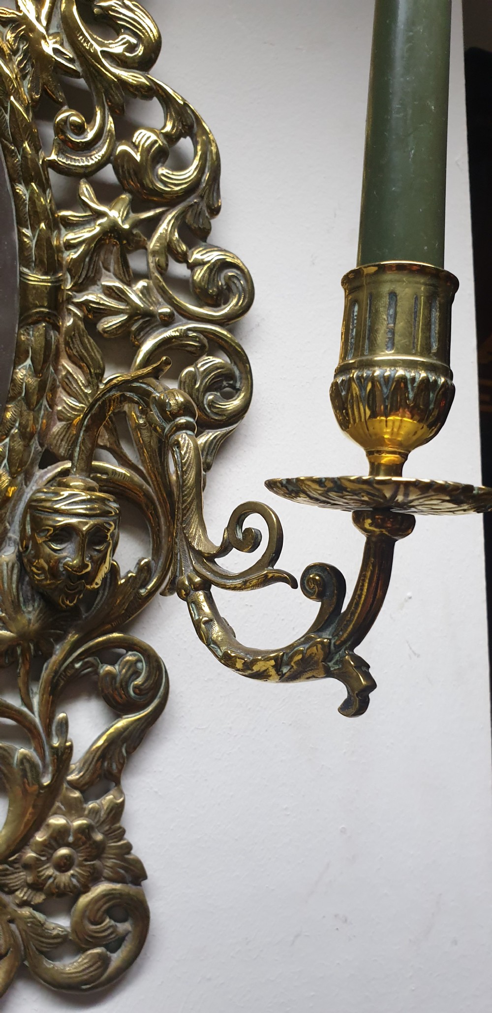 Victorian Brass Wall Mirror View III
