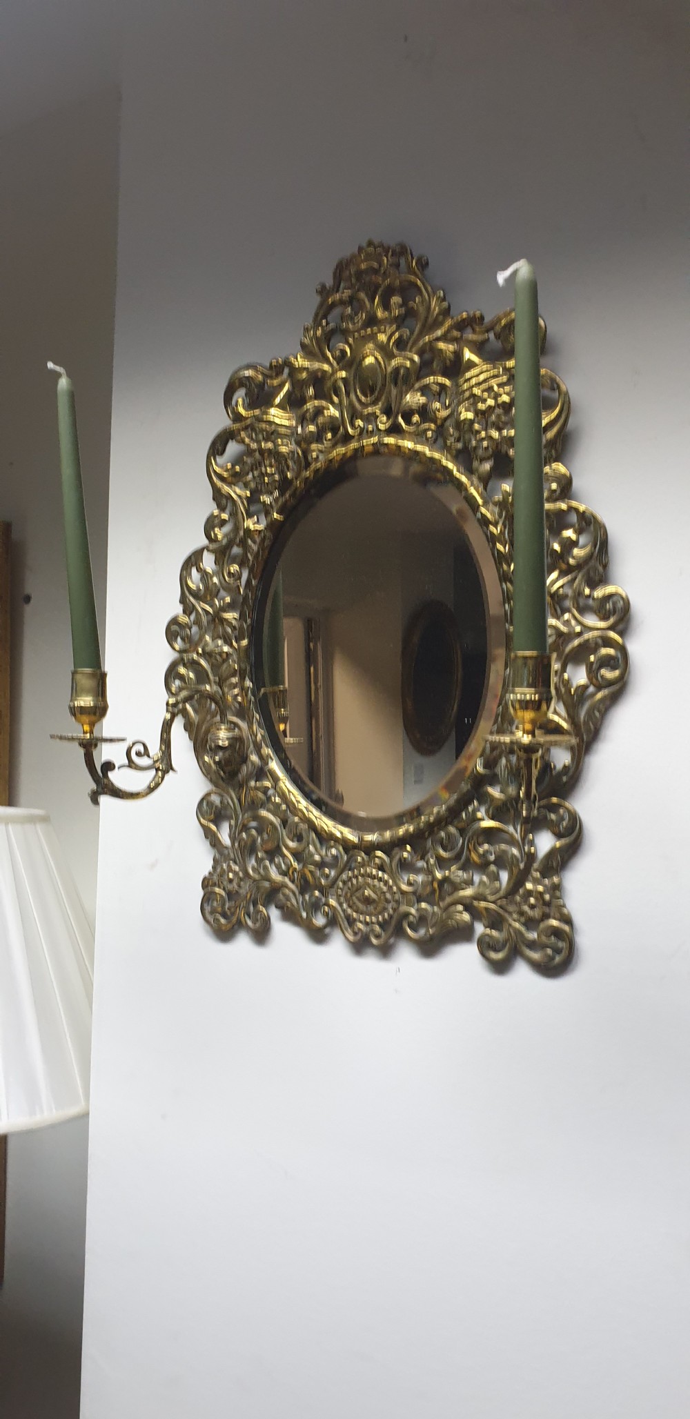 Victorian Brass Wall Mirror View V