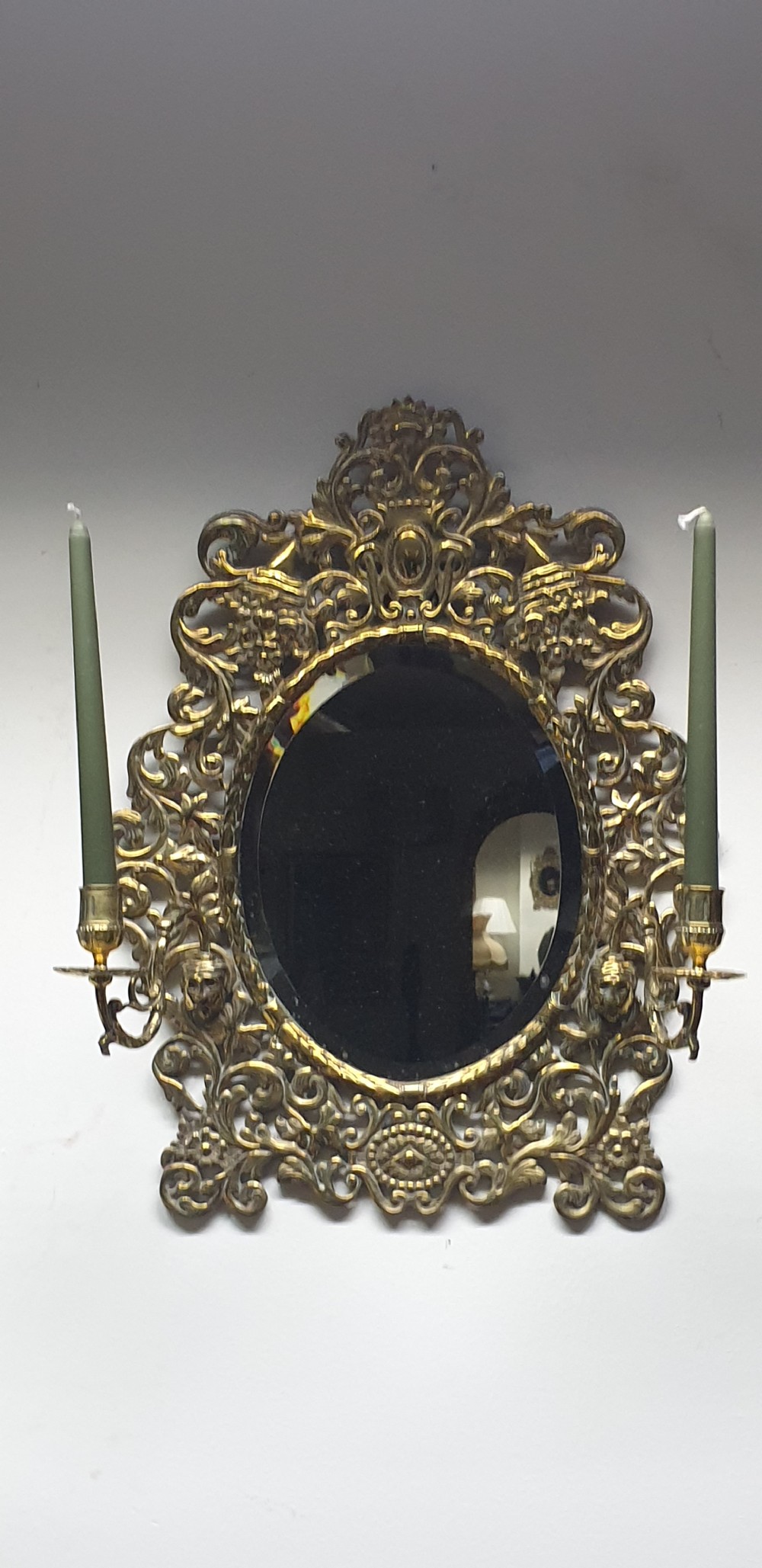Victorian Brass Wall Mirror View VI