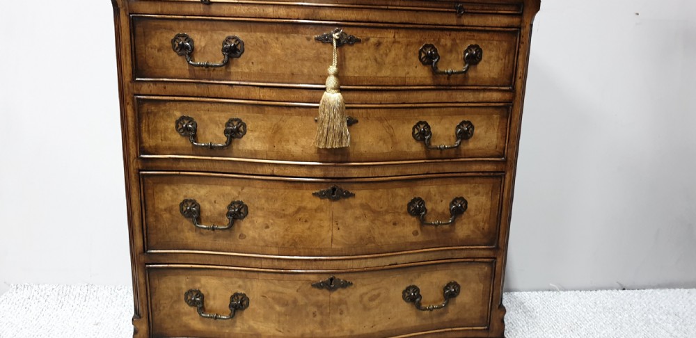 Burr Walnut Serpentine Chest of Drawers View III