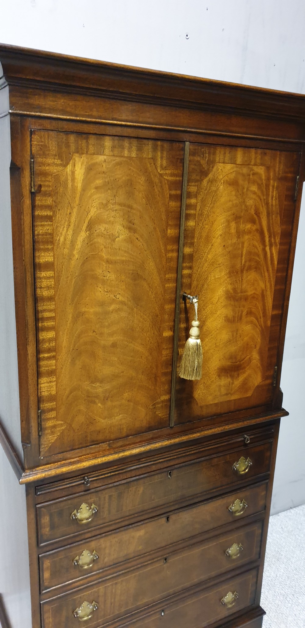Small Proportioned Mahogany Linen Press View X