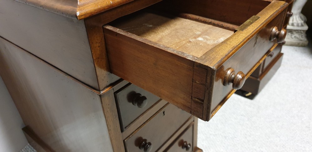 Burr Walnut and Mahogany Pedestal Desk View IX
