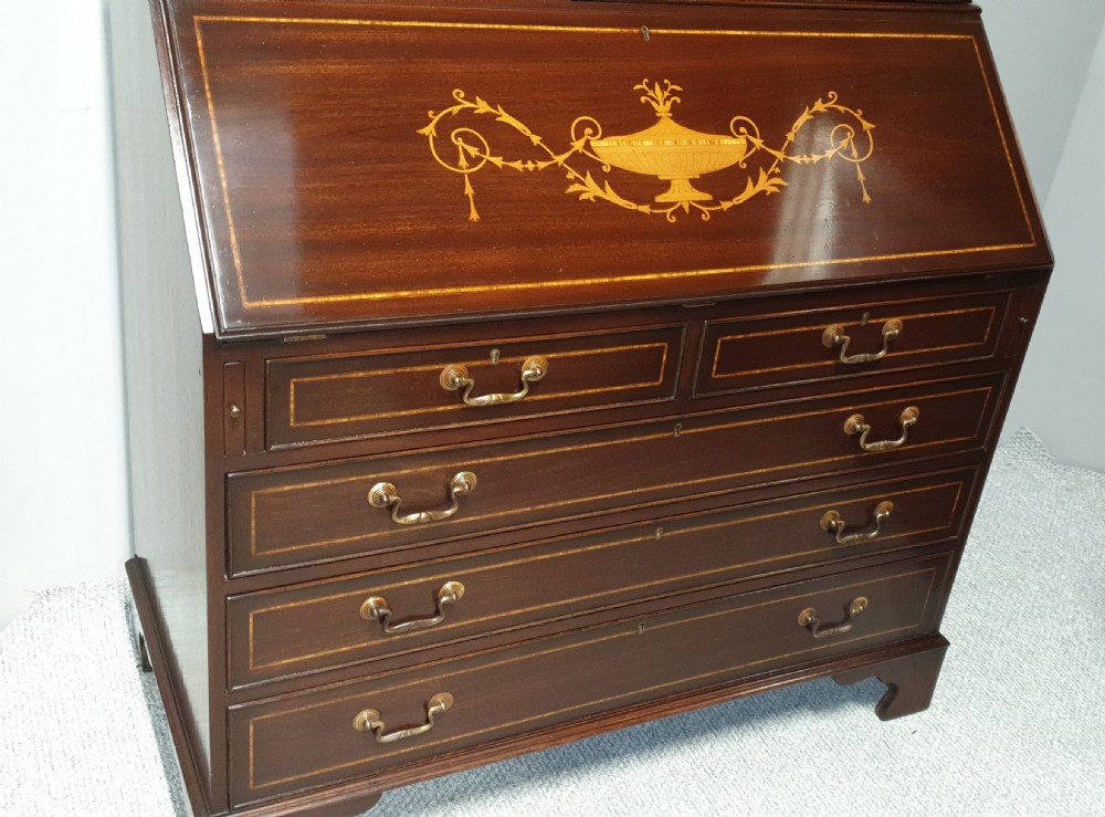 Excellent Quality Inlaid Mahogany Bureau Bookcase View II