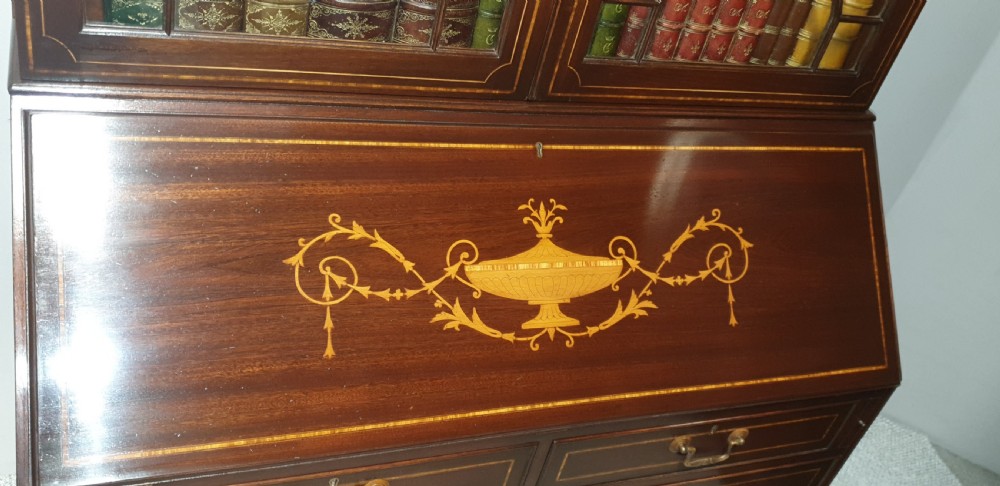 Excellent Quality Inlaid Mahogany Bureau Bookcase View III