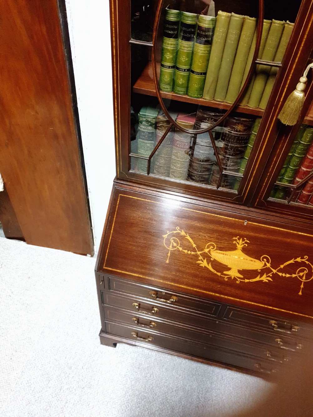 Excellent Quality Inlaid Mahogany Bureau Bookcase View VII