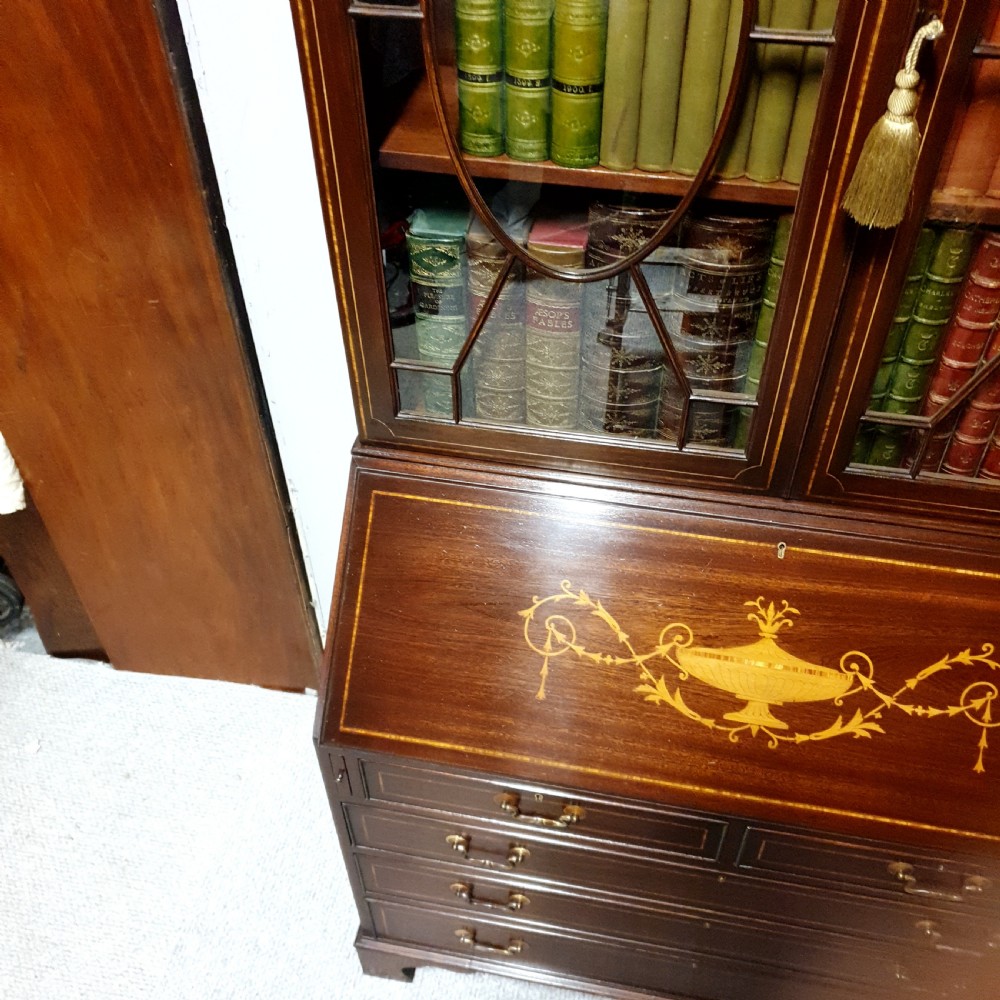 Excellent Quality Inlaid Mahogany Bureau Bookcase View VIII