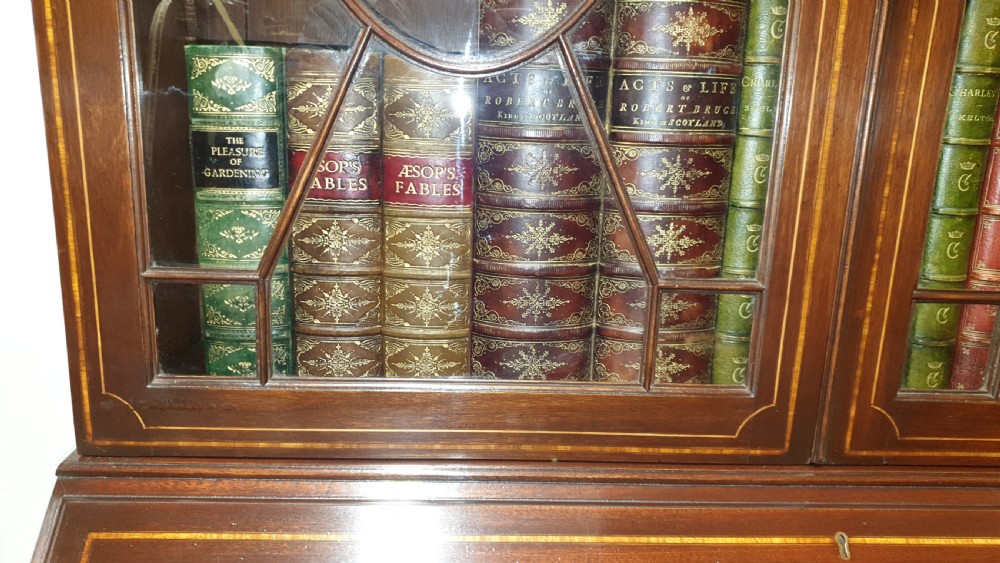 Excellent Quality Inlaid Mahogany Bureau Bookcase View XIV