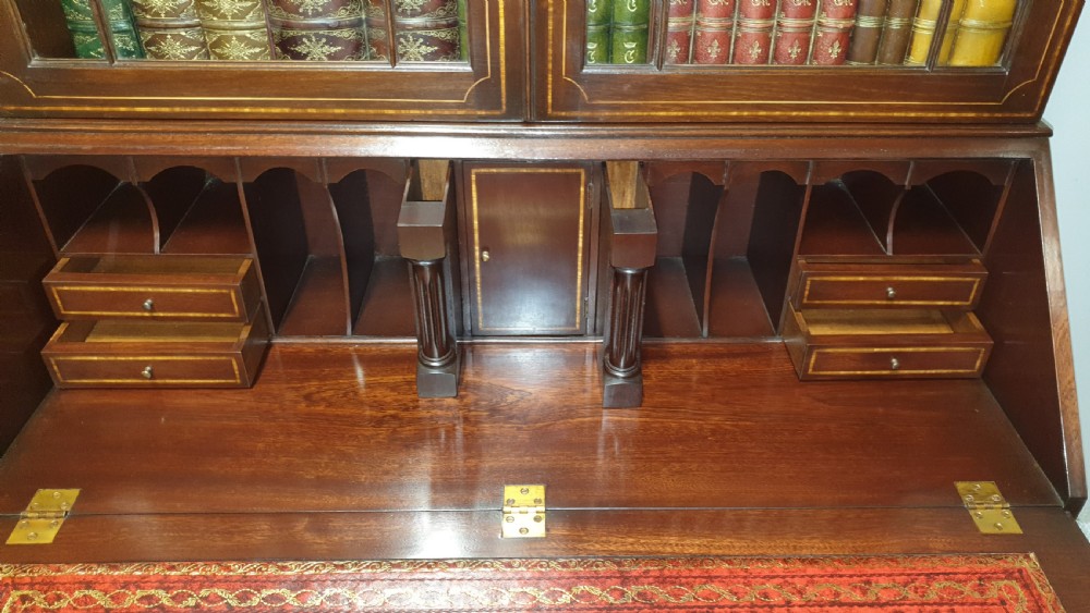 Excellent Quality Inlaid Mahogany Bureau Bookcase View XVI