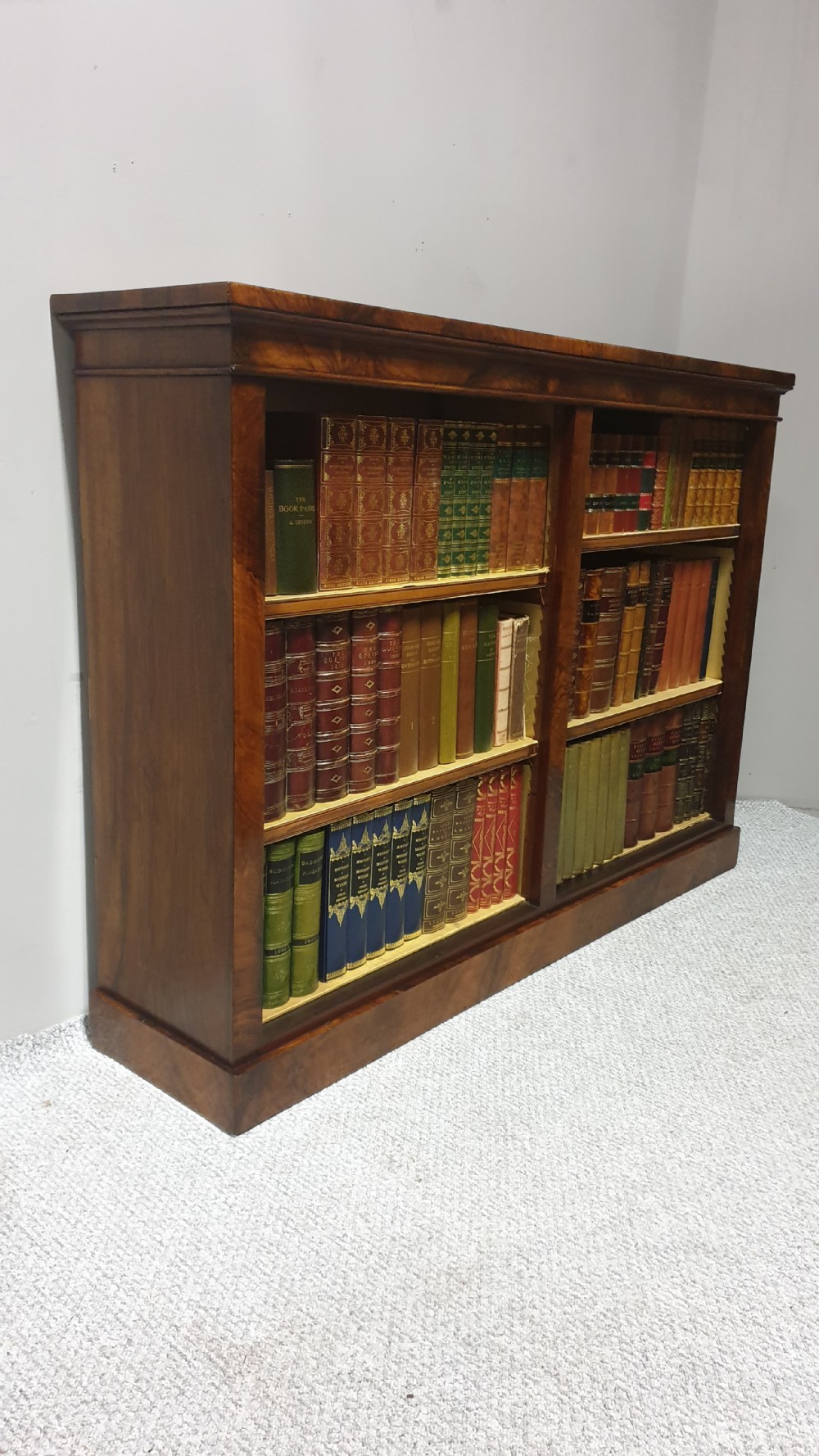 Victorian Burr Walnut Adjustable Open Bookcase
