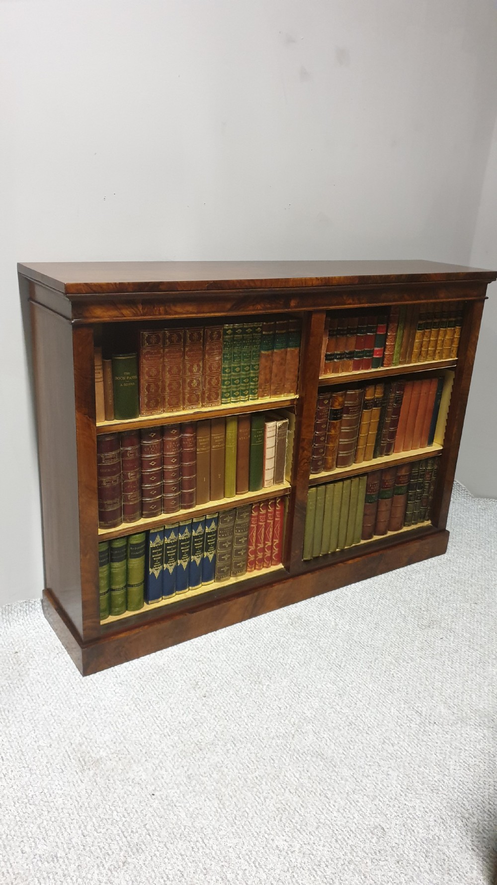 Victorian Burr Walnut Adjustable Open Bookcase View II