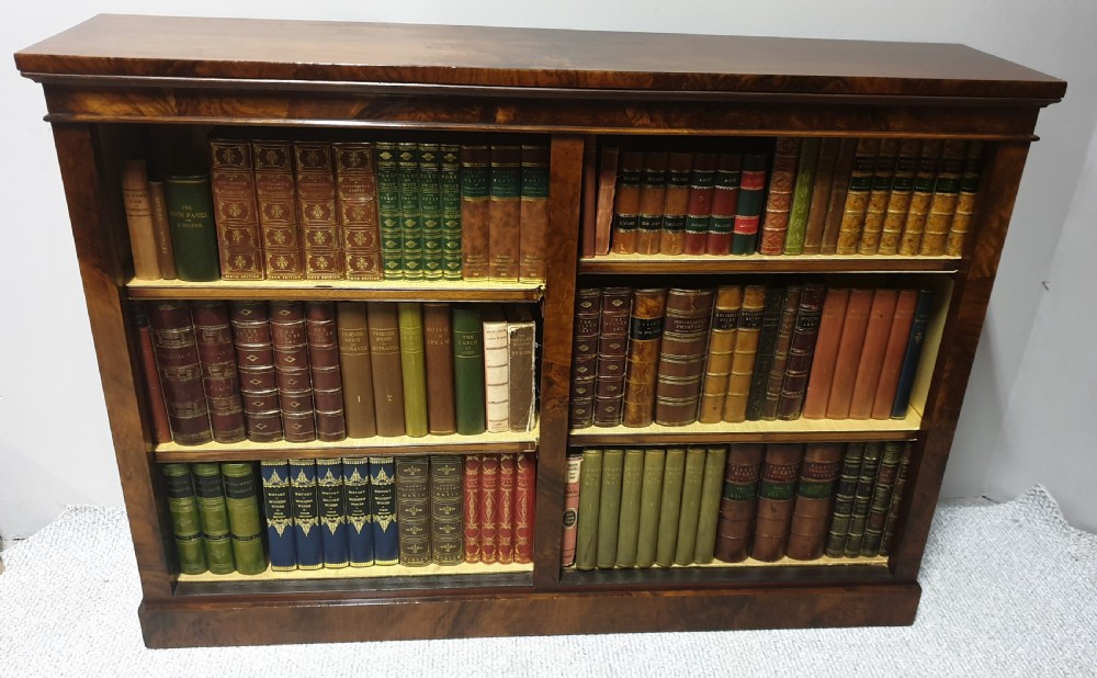 Victorian Burr Walnut Adjustable Open Bookcase View III