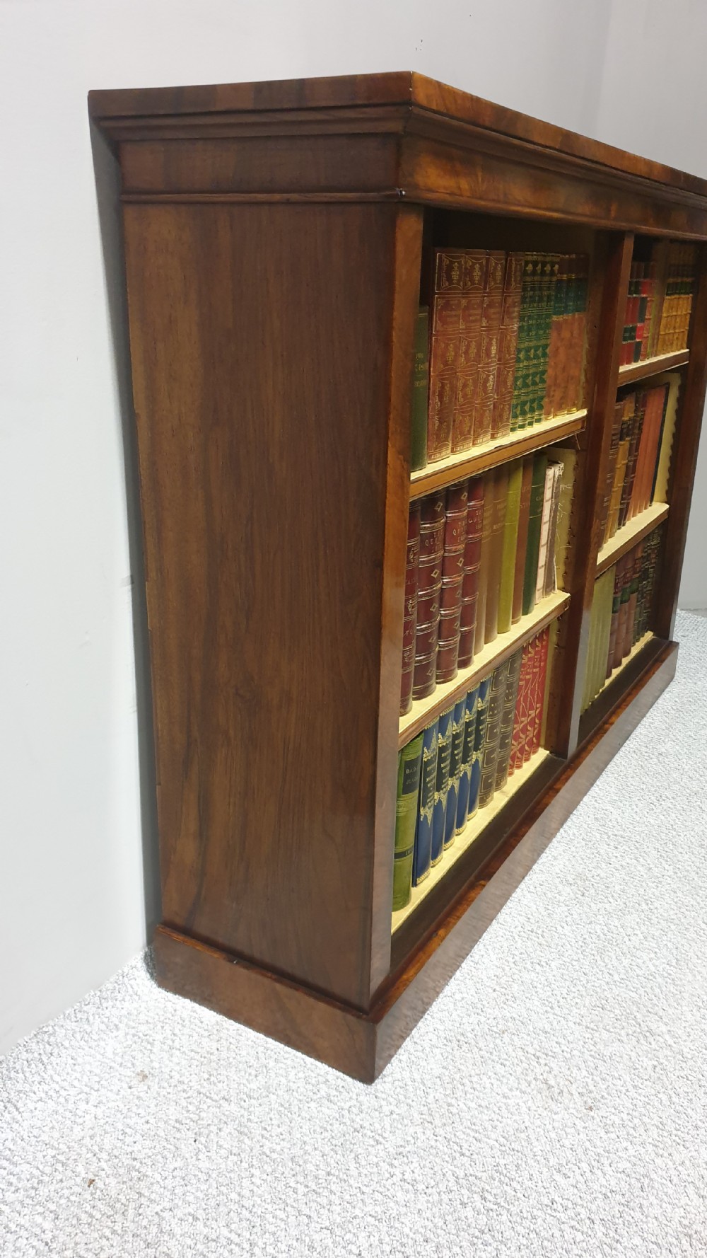 Victorian Burr Walnut Adjustable Open Bookcase View V