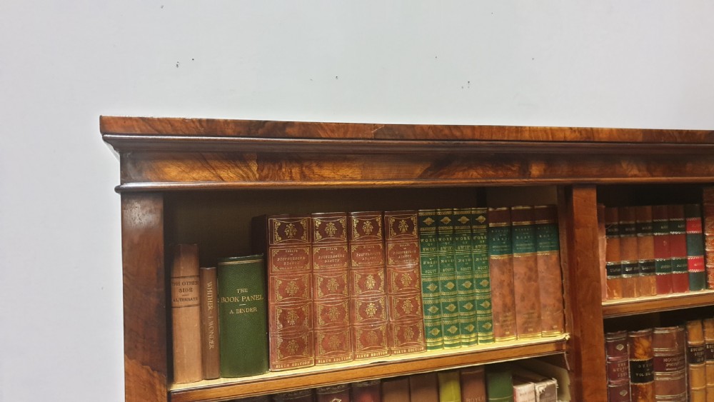 Victorian Burr Walnut Adjustable Open Bookcase View IX