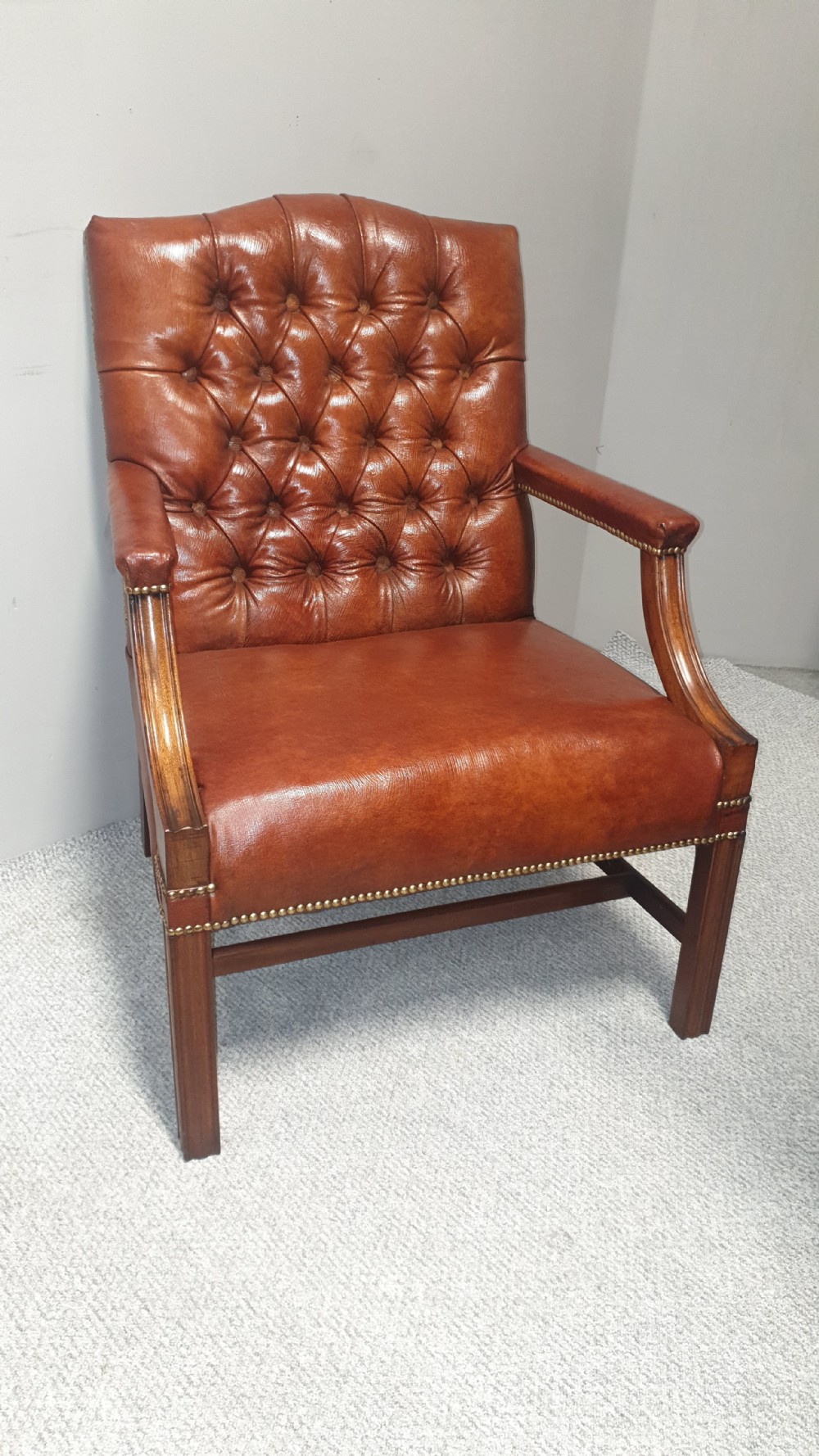 Outstanding Pair Leather Gainsborough Library Chairs View III