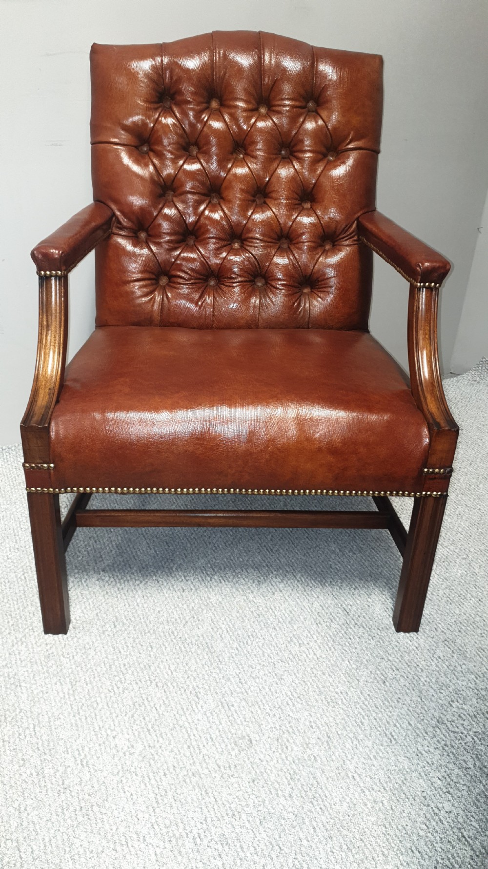 Outstanding Pair Leather Gainsborough Library Chairs View IV