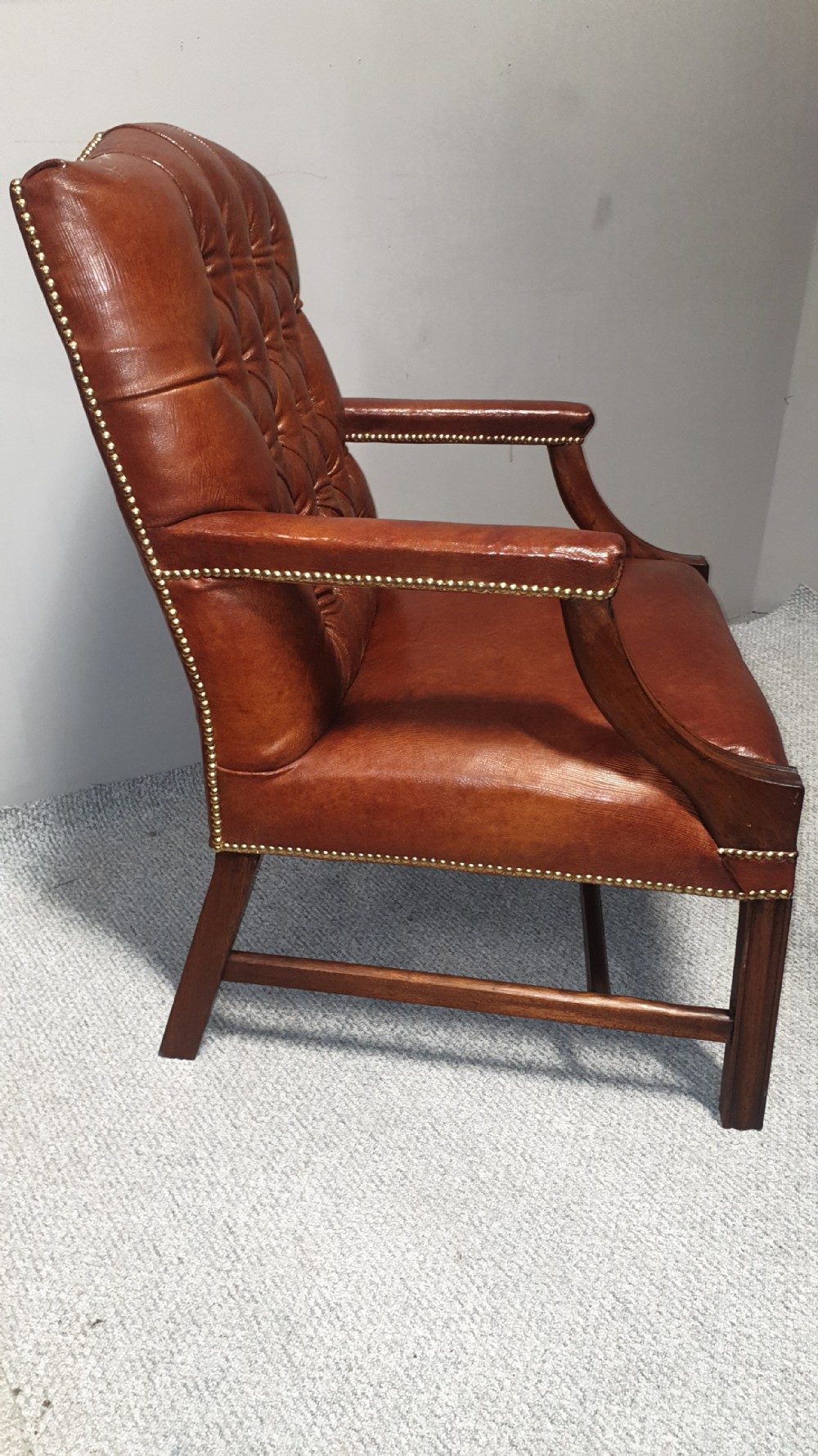 Outstanding Pair Leather Gainsborough Library Chairs View VI