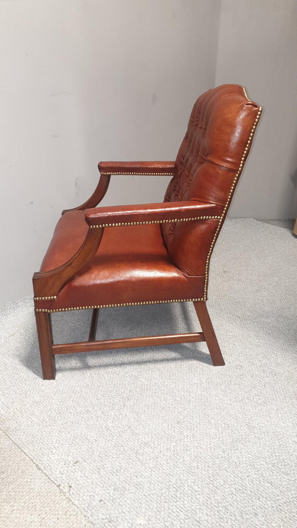 Outstanding Pair Leather Gainsborough Library Chairs View IX