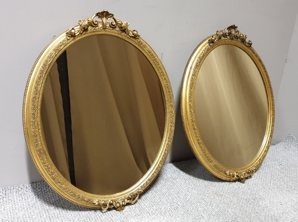 Superb Quality Pair Victorian Oval Gilt Wall Mirrors View II