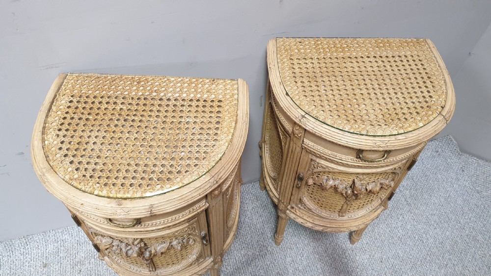 Fabulous French Bergere Bedside Cabinets View III