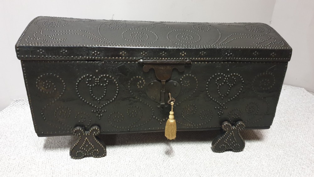 European C18th Crocodile Covered and Studded Travelling Chest