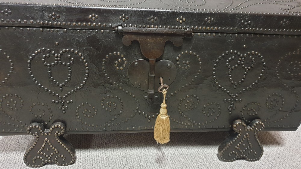 European C18th Crocodile Covered and Studded Travelling Chest View II
