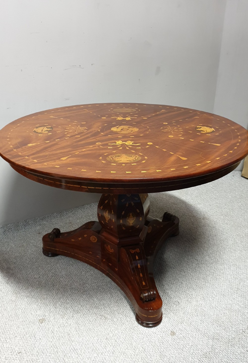Superb French Marquetry Center Dining Table