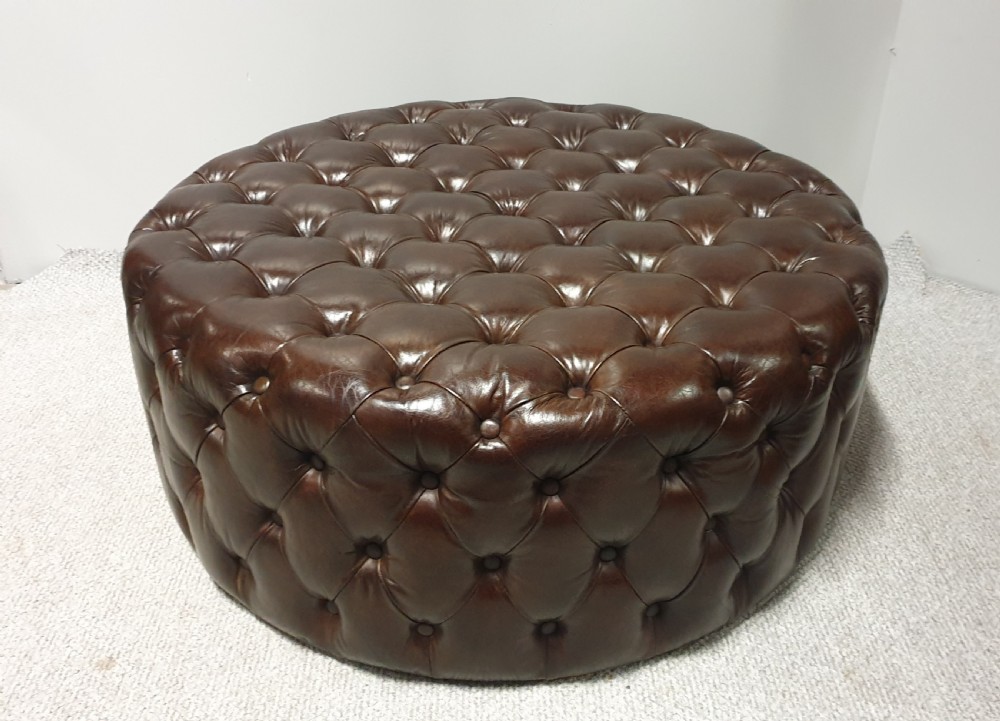 Large Round Leather Stool