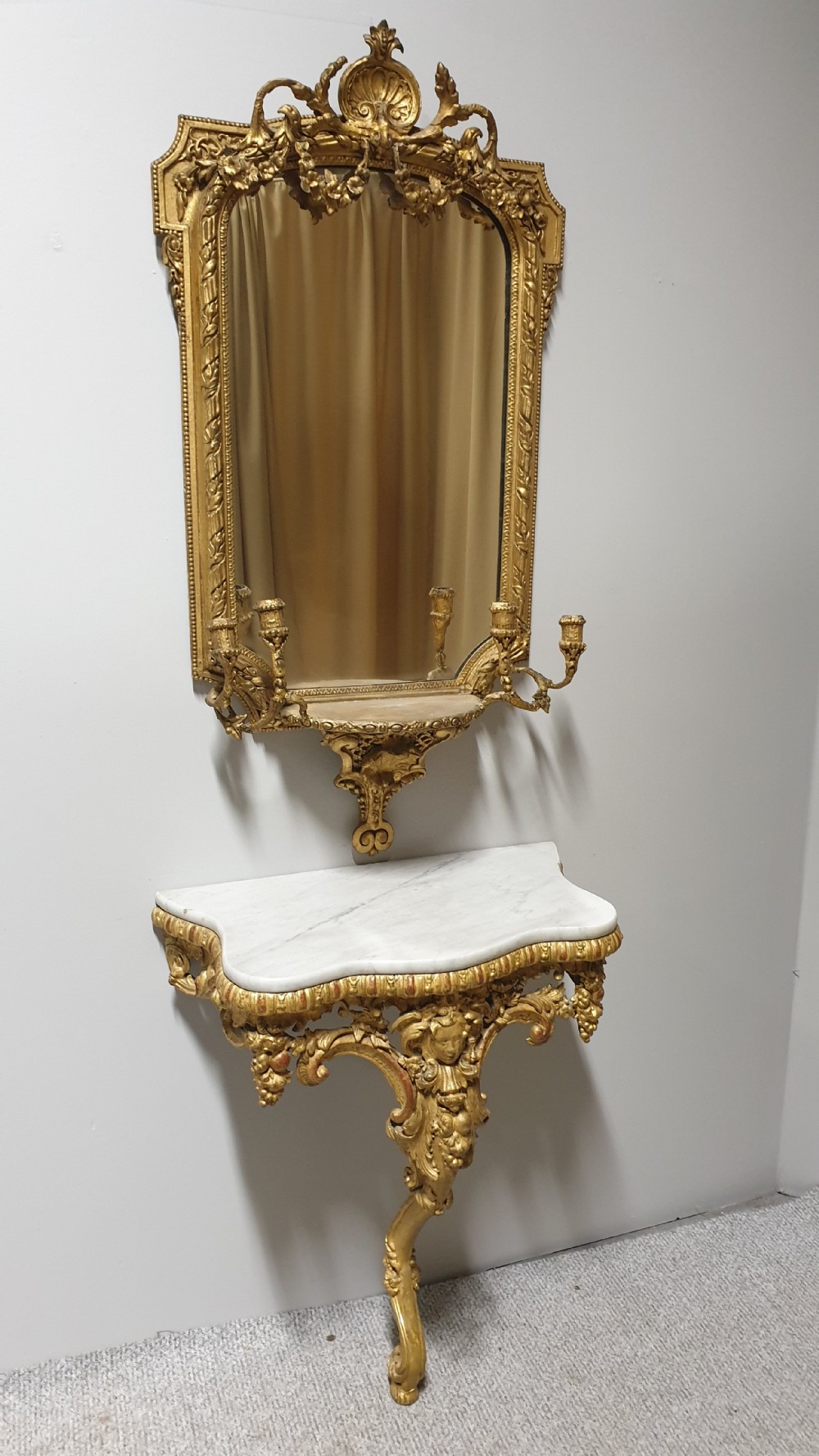 Outstanding C18th English Gilt Console Table and Mirror View II