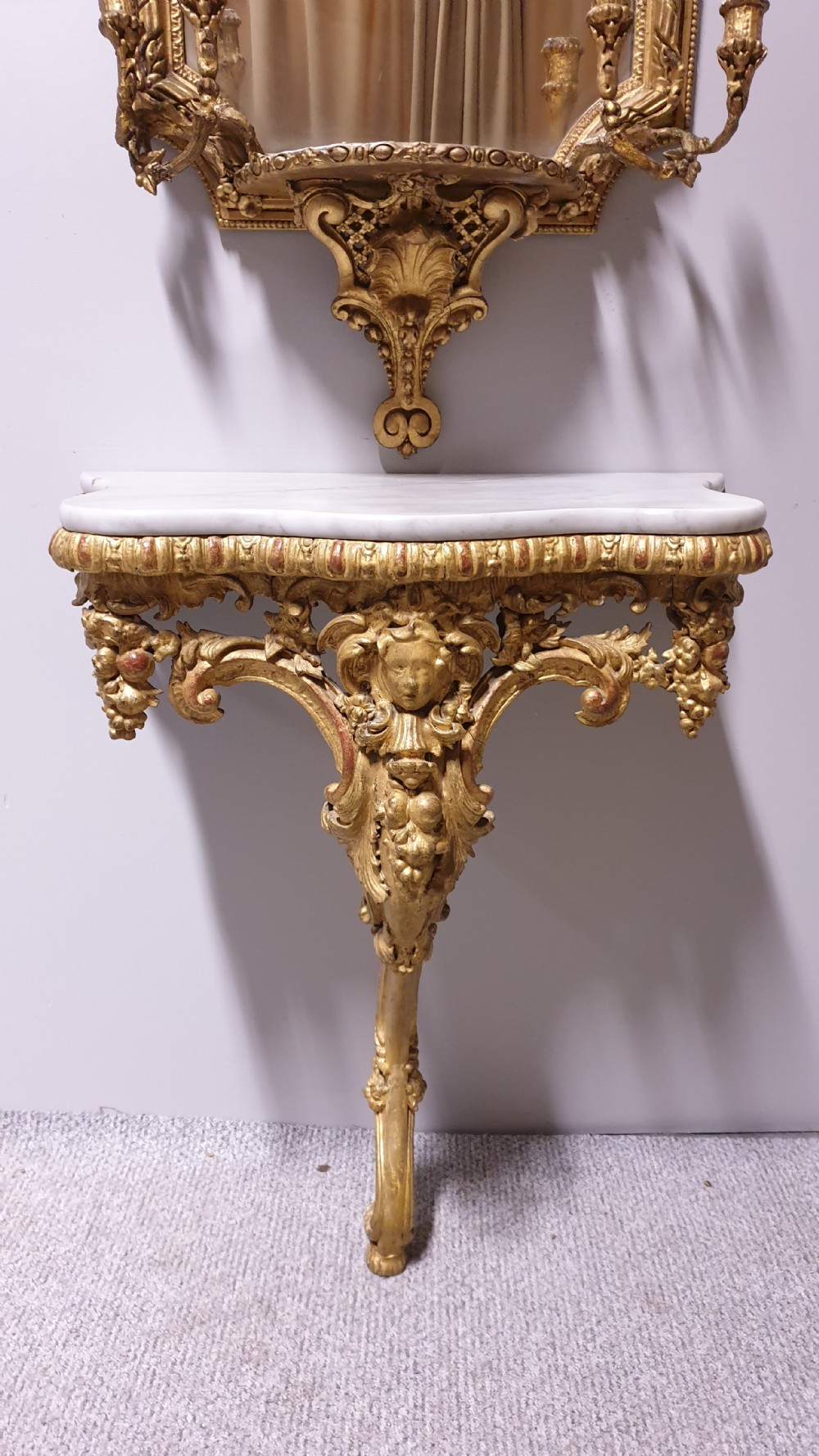 Outstanding C18th English Gilt Console Table and Mirror View III