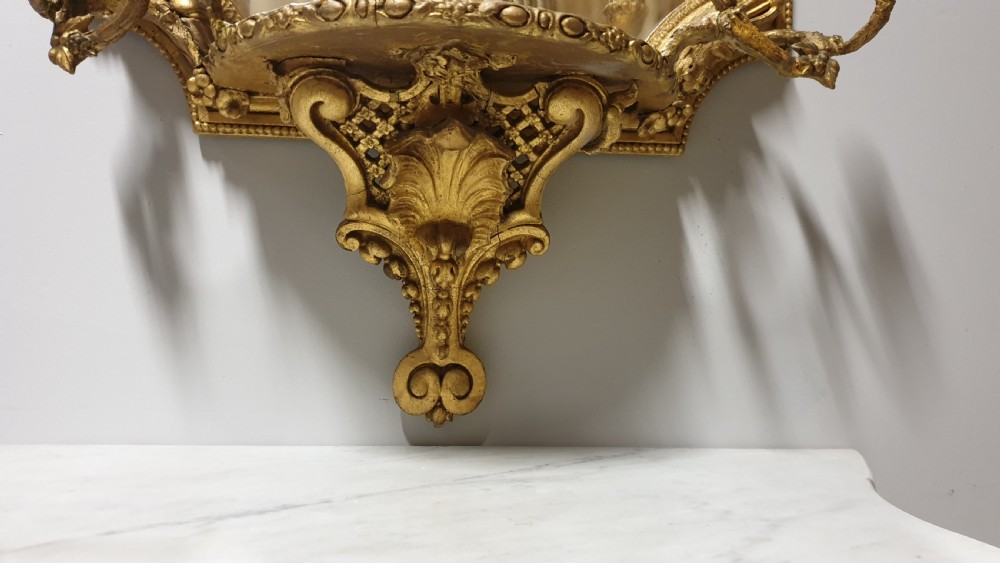 Outstanding C18th English Gilt Console Table and Mirror View VIII