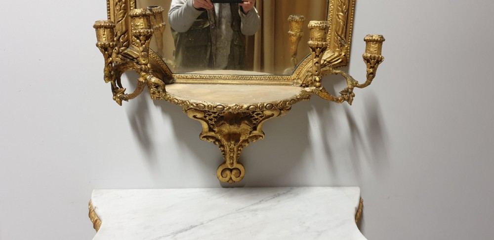 Outstanding C18th English Gilt Console Table and Mirror View X