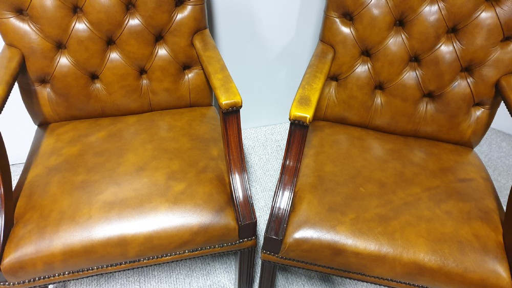 Pair Leather Gainsborough Library Chairs View V