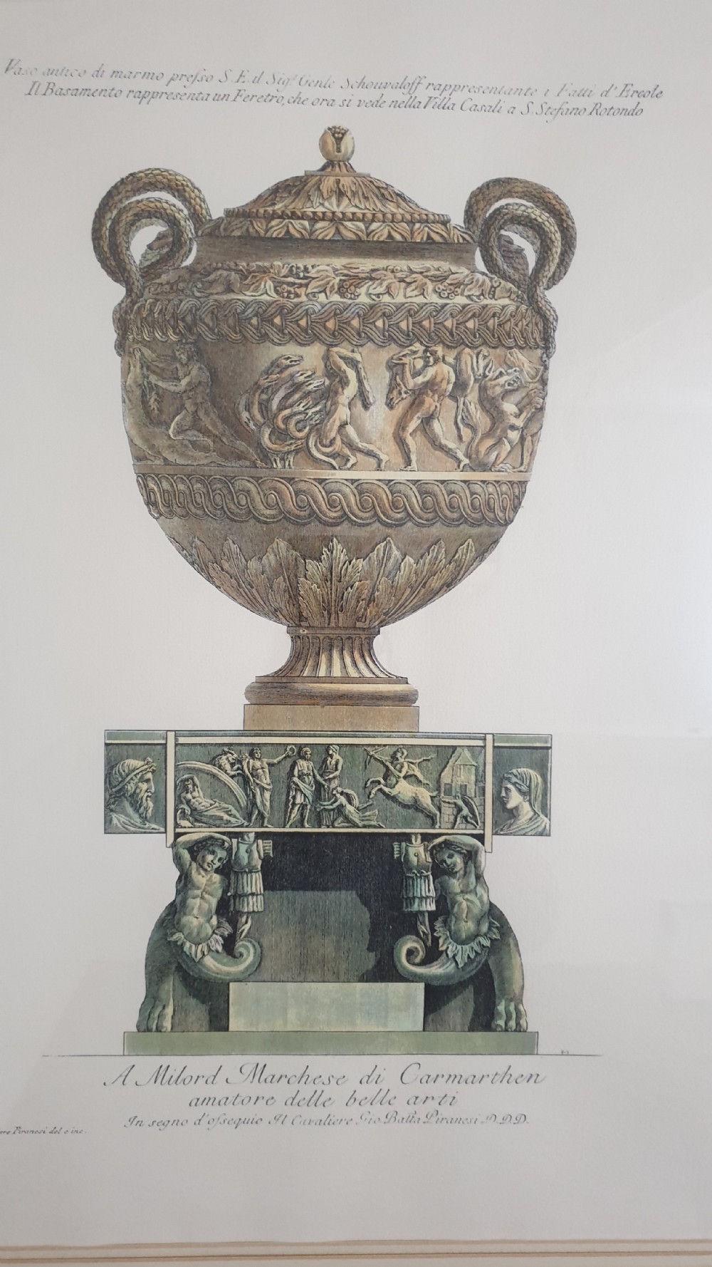 After Piranesi, Four Prints of Classical Vases View II