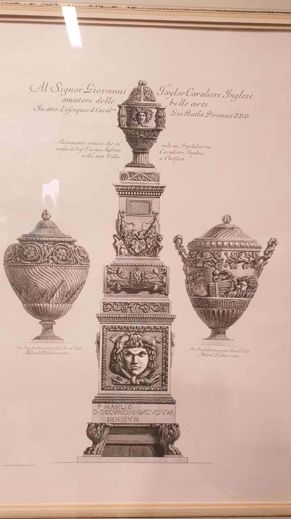 After Piranesi, Four Prints of Classical Vases View XIII