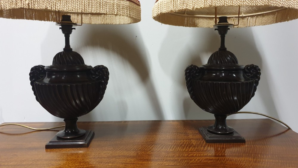 Pair Bronze Table Lamps View II