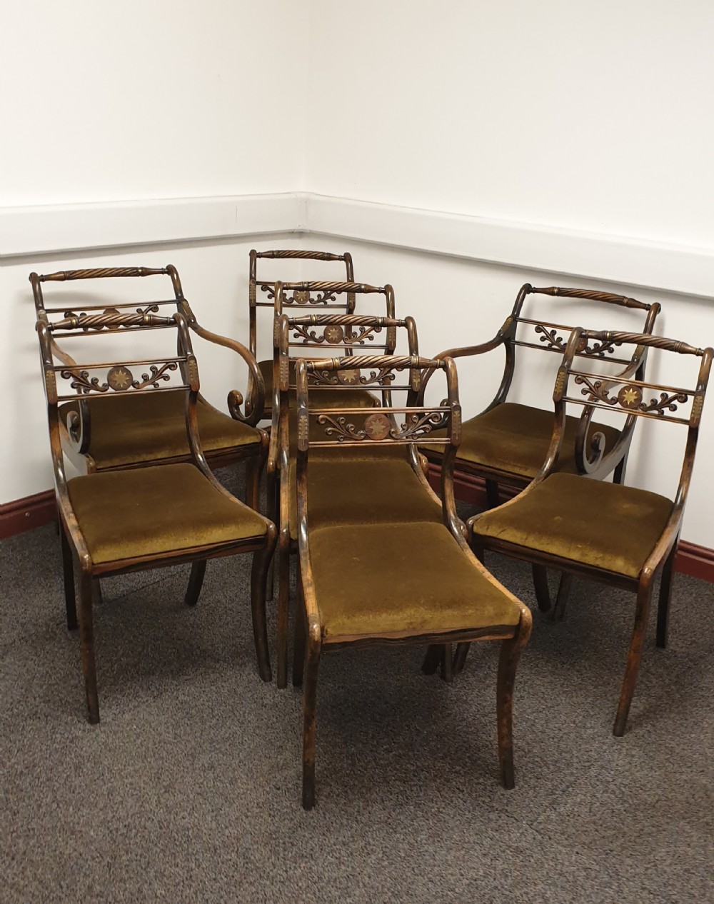 Set  Eight Regency Dining Chairs