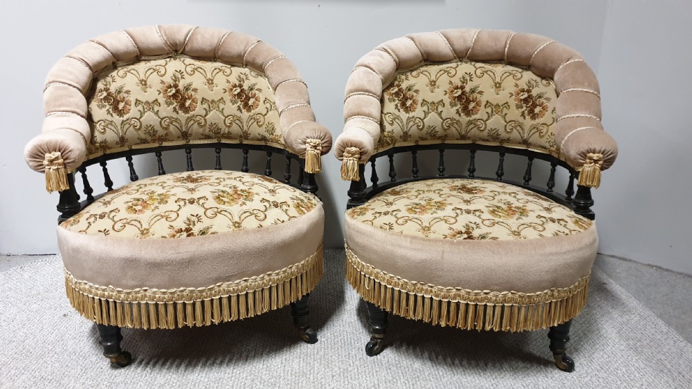 Lovely Pair Victorian Tub Chairs View III
