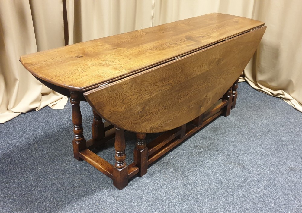 Superb 10/12 seat Oak Drop Leaf Wake table View XIV