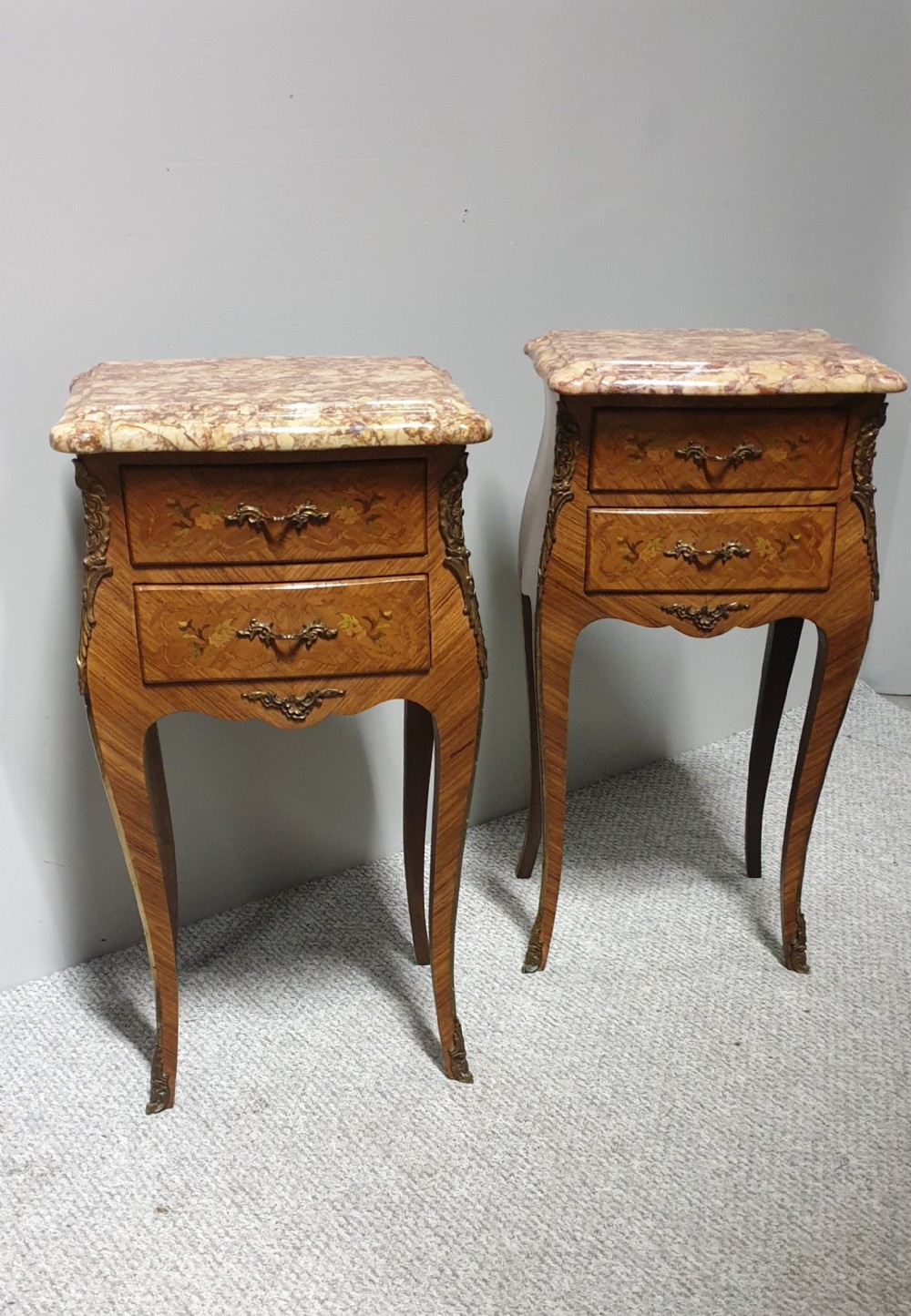 Superior Pair French Kingwood Bedside Chests of Drawers