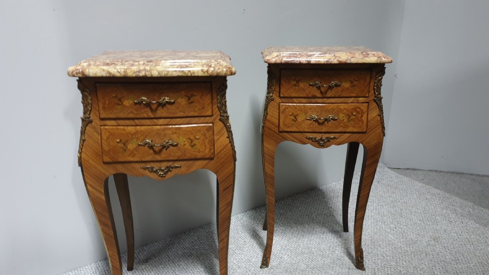 Superior Pair French Kingwood Bedside Chests of Drawers View II