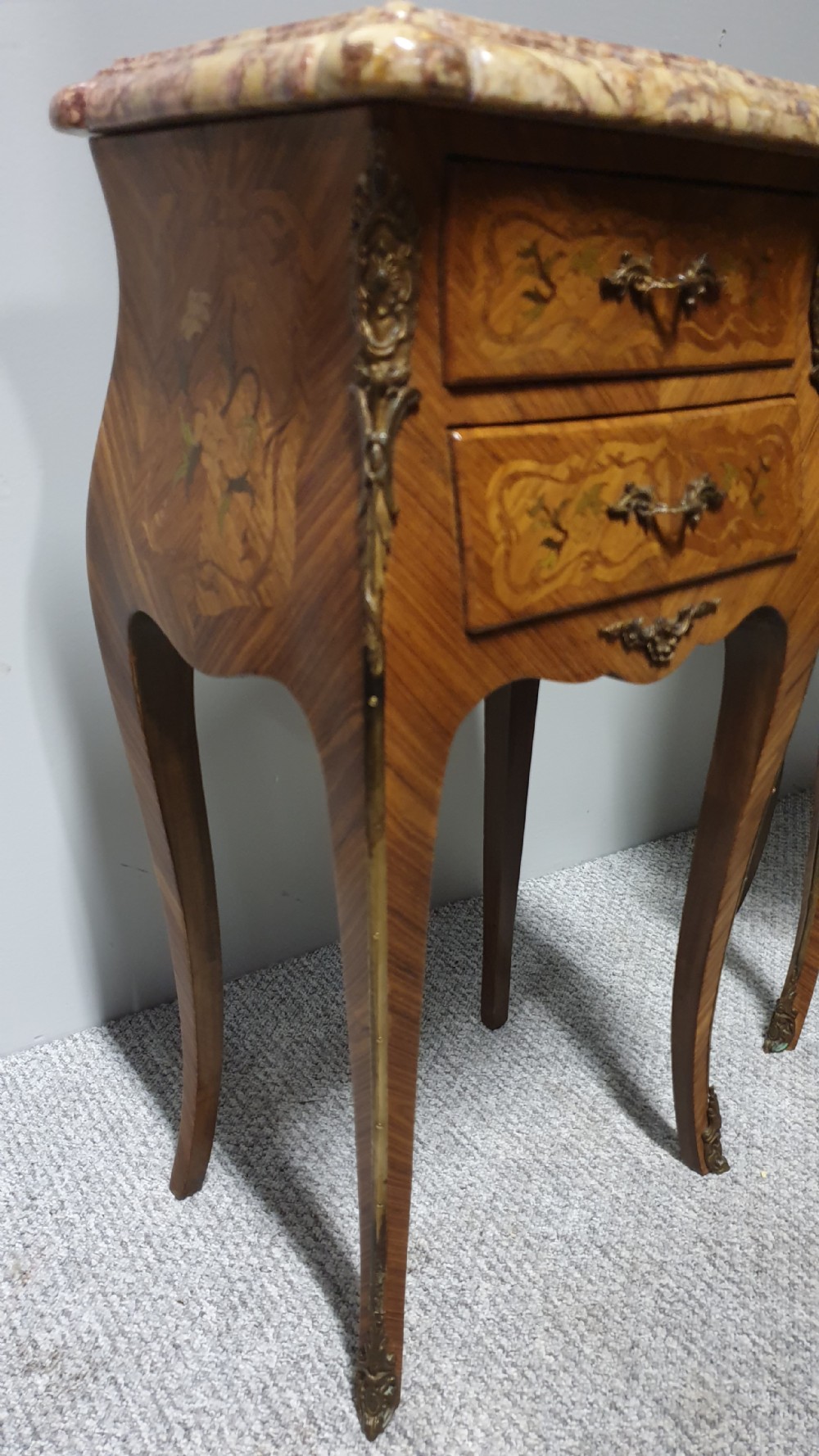 Superior Pair French Kingwood Bedside Chests of Drawers View III