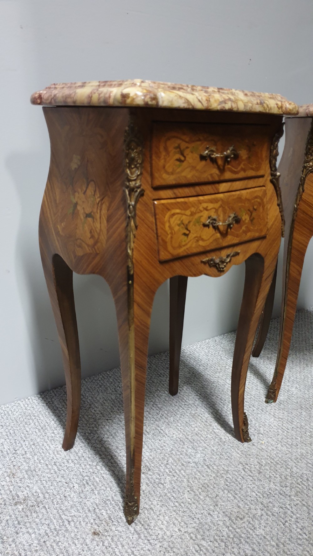 Superior Pair French Kingwood Bedside Chests of Drawers View IV