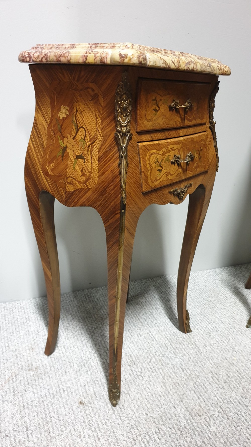 Superior Pair French Kingwood Bedside Chests of Drawers View V