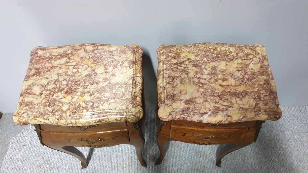 Superior Pair French Kingwood Bedside Chests of Drawers View XII